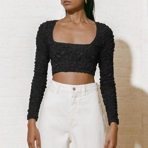 Mara Hoffman Cropped Kiyoko Long-Sleeve Top